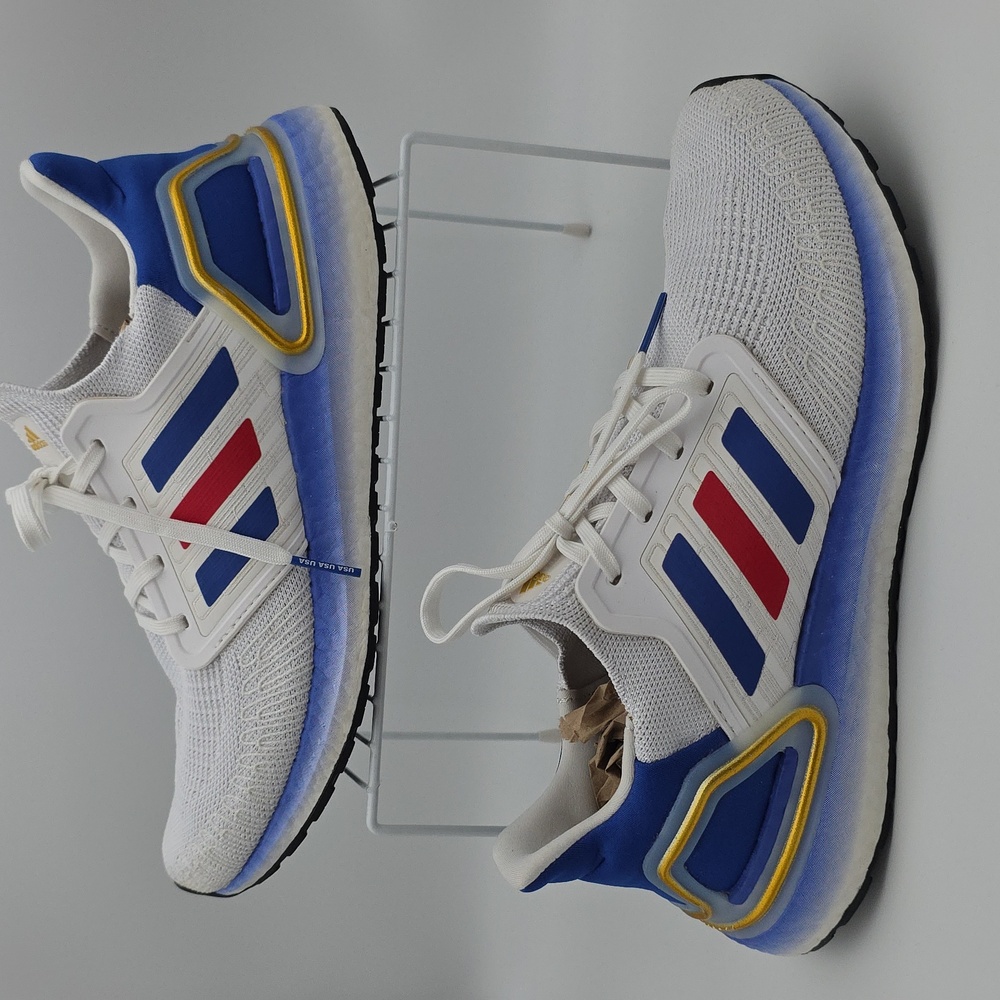Adidas Ultraboost 20 USA Royal Blue Scarlet & Cloud White Shoes Men's Size 10